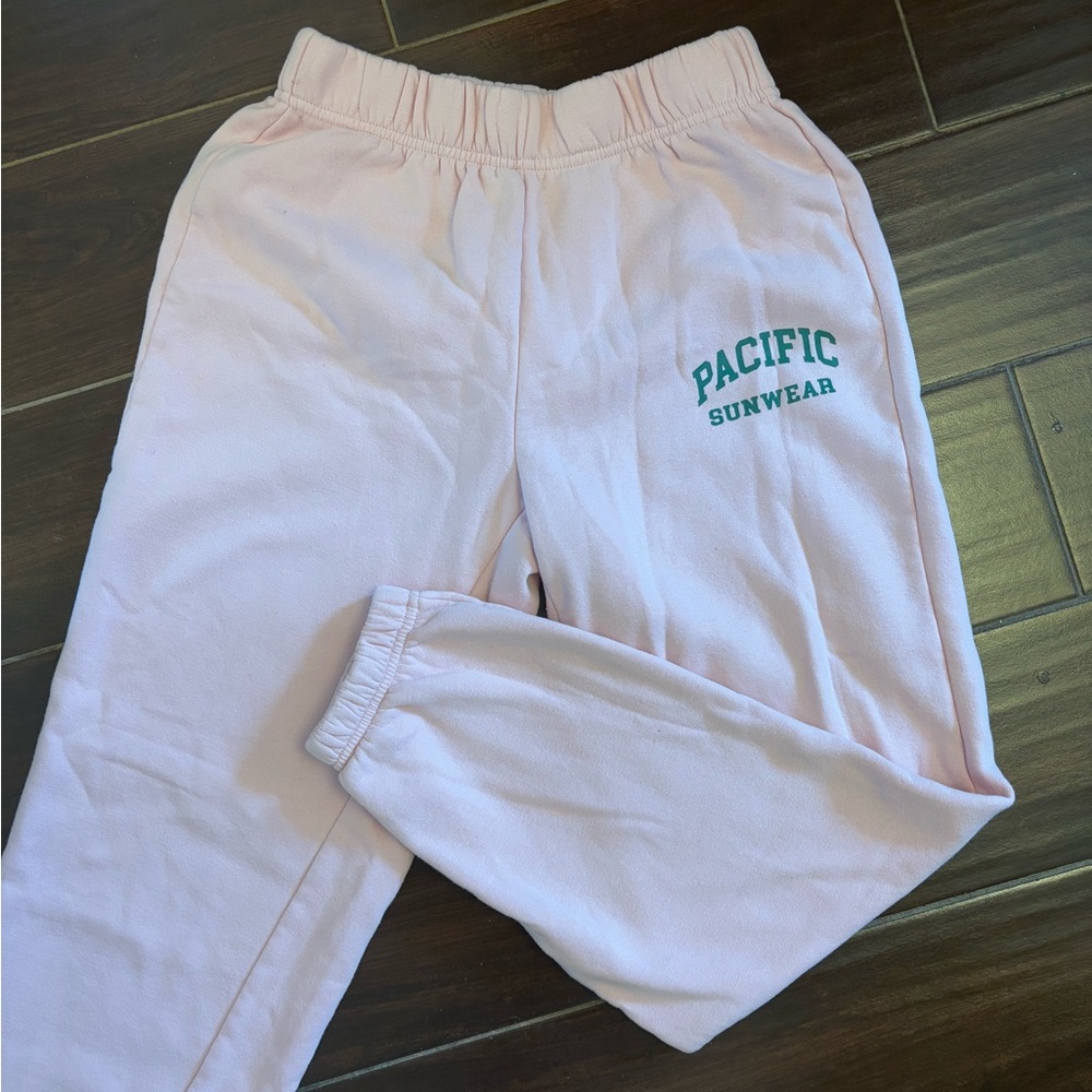 Pink PacSun Sweatpants with Green Logo